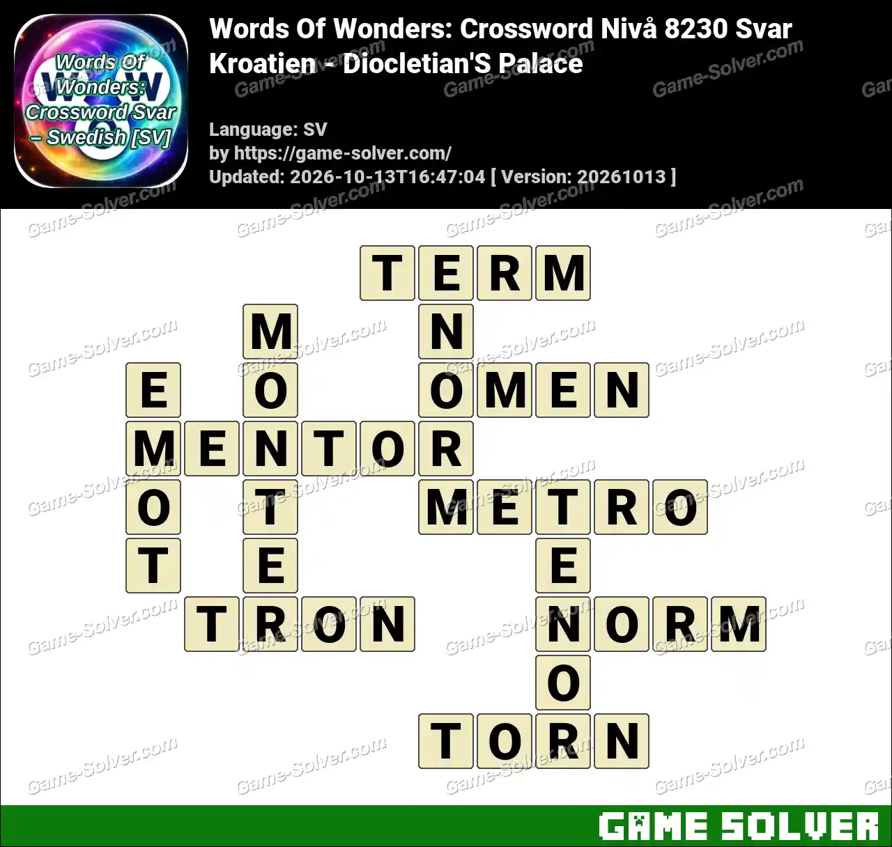 Words Of Wonders: Crossword Nivå 8230 Svar – Kroatien – Diocletian’S Palace